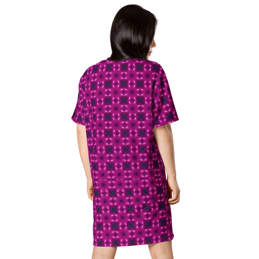 Abstract Shapes in Raspberry Ladies T Shirt Dress product image (3)