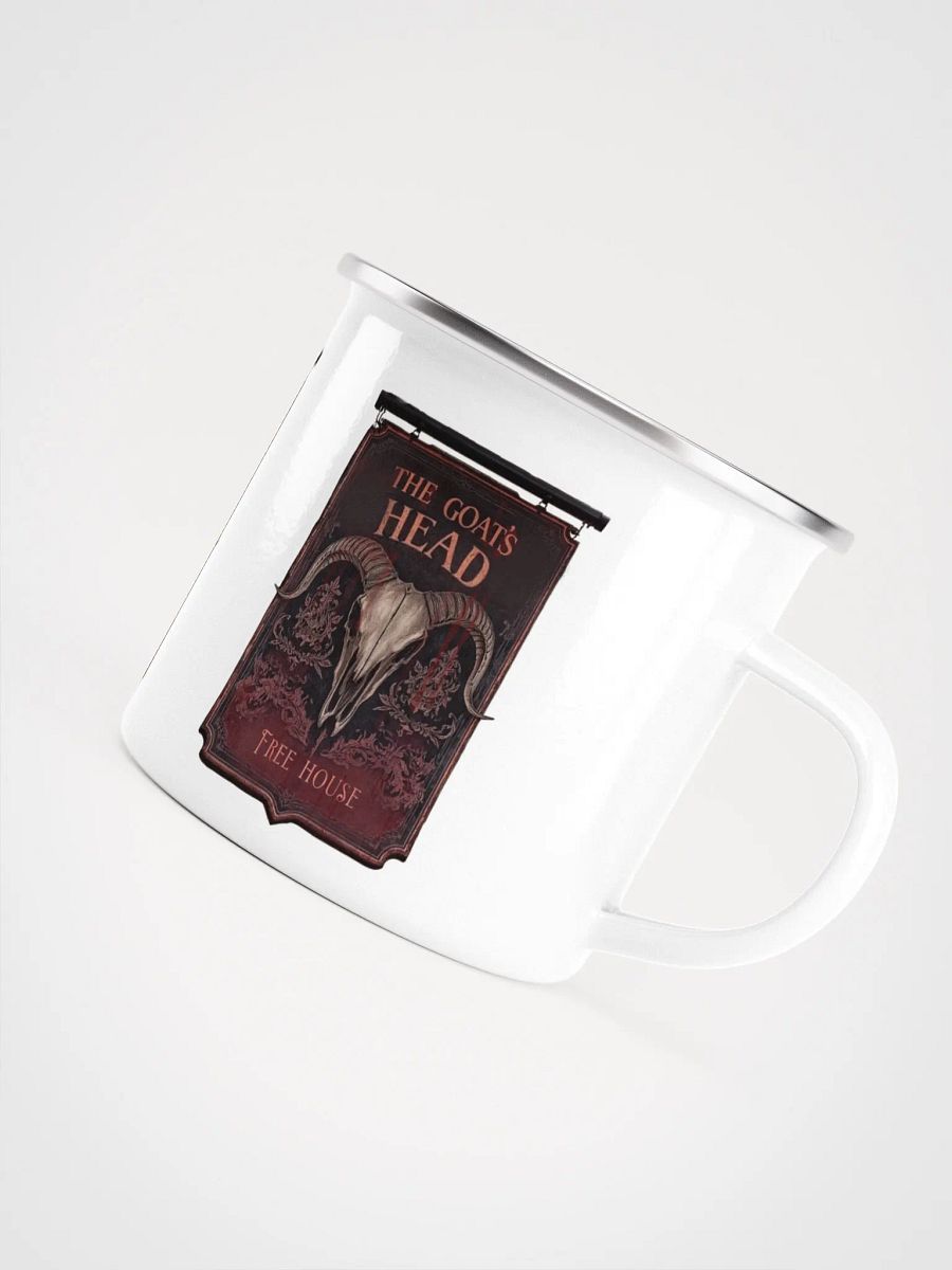 Scary British Pub sign, "The Goat's Head." Enamel Camp fire mug product image (3)