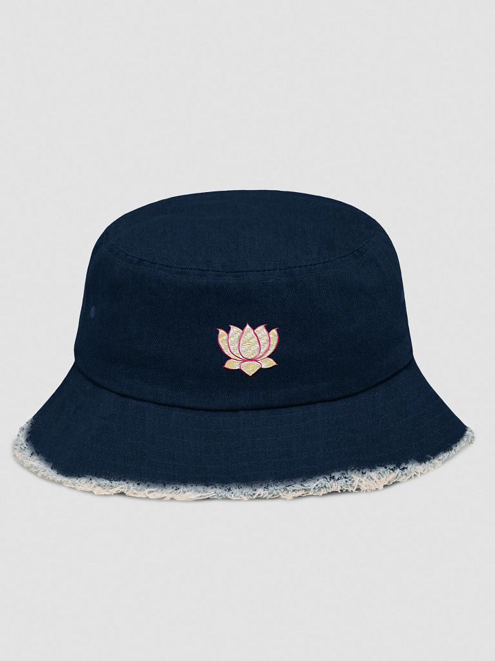 Golden Lotus Distressed Denim Bucket Hat product image (1)