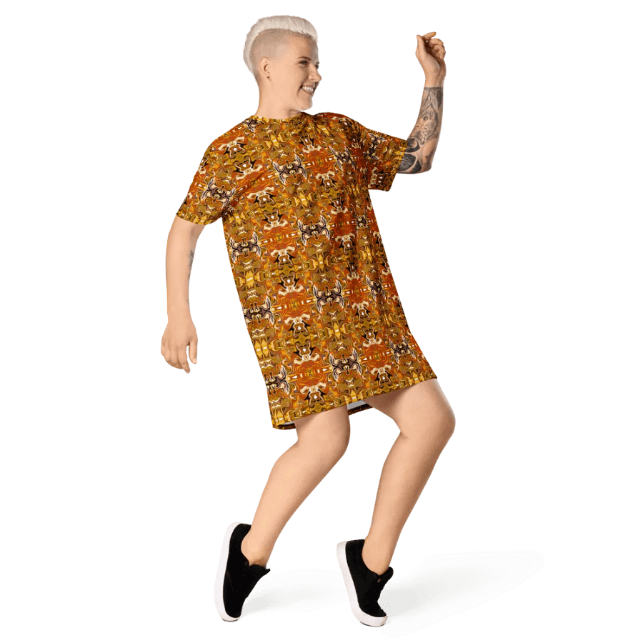 Brown African Inspired T-Shirt Dress product image (9)