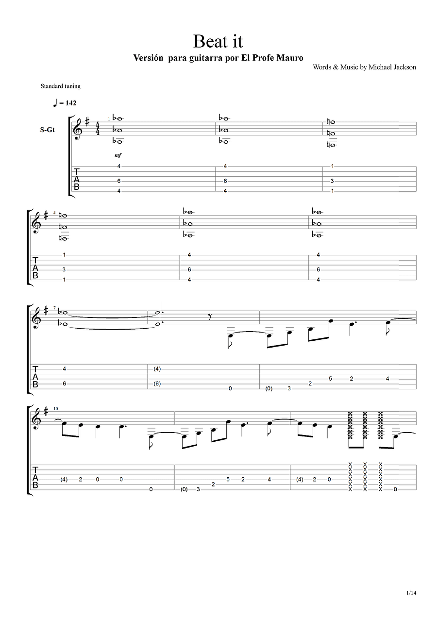 Beat it - Partitura + Tabs product image (1)