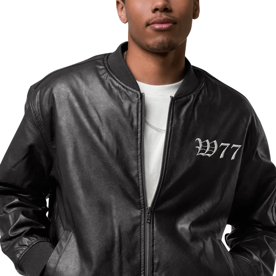 W77 Threadfast Apparel Faux Leather Bomber Jacket product image (6)