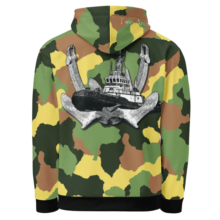 Green Camouflage Twin Anchor Marco tug Hoodie product image (1)