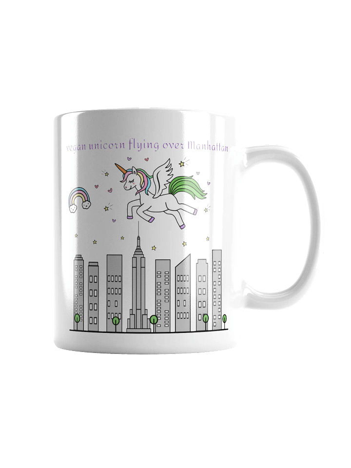 “Vegan Unicorn Flying Over Manhattan” Coffee or Tea Mug product image (1)