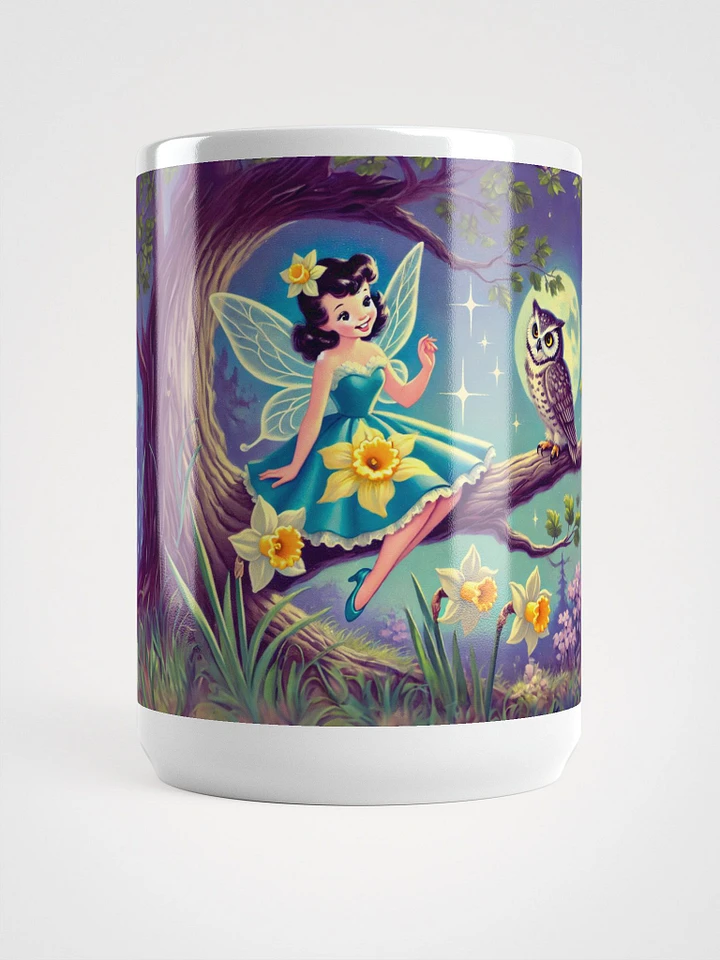 Daffodil Fairy and Owl Glossy White Mug product image (1)