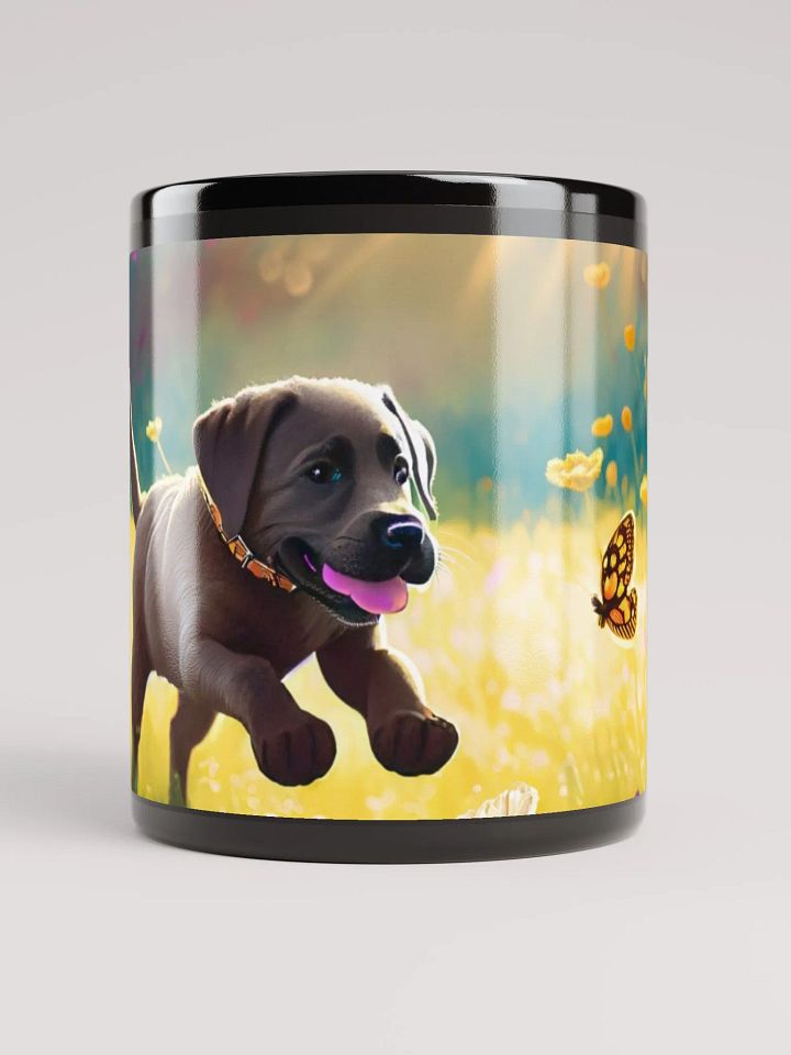 Floral Fetch: Black Glossy Mug for Dog Lovers gift mug product image (1)
