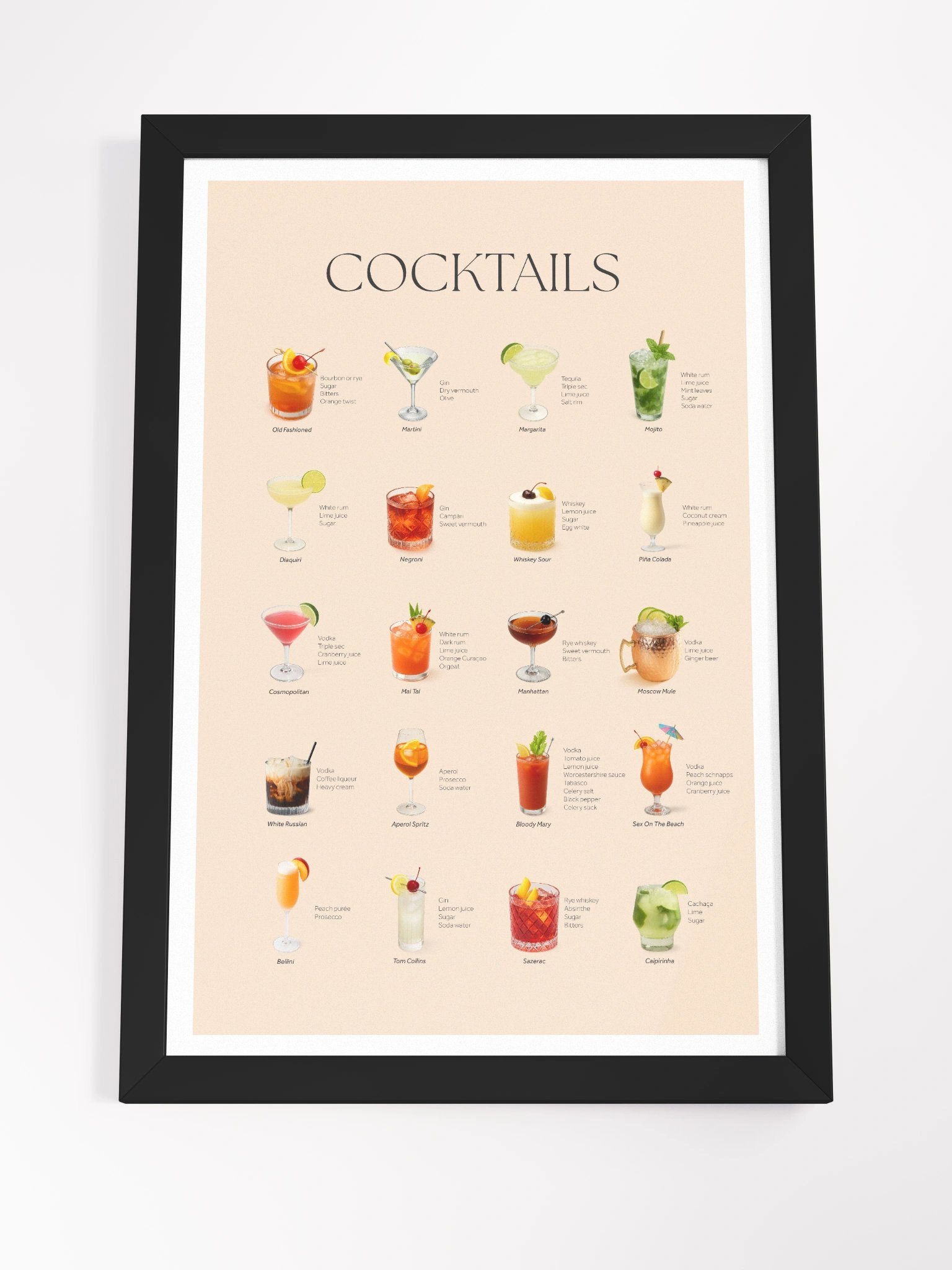 Classic Cocktails Framed Art Print product image (8)
