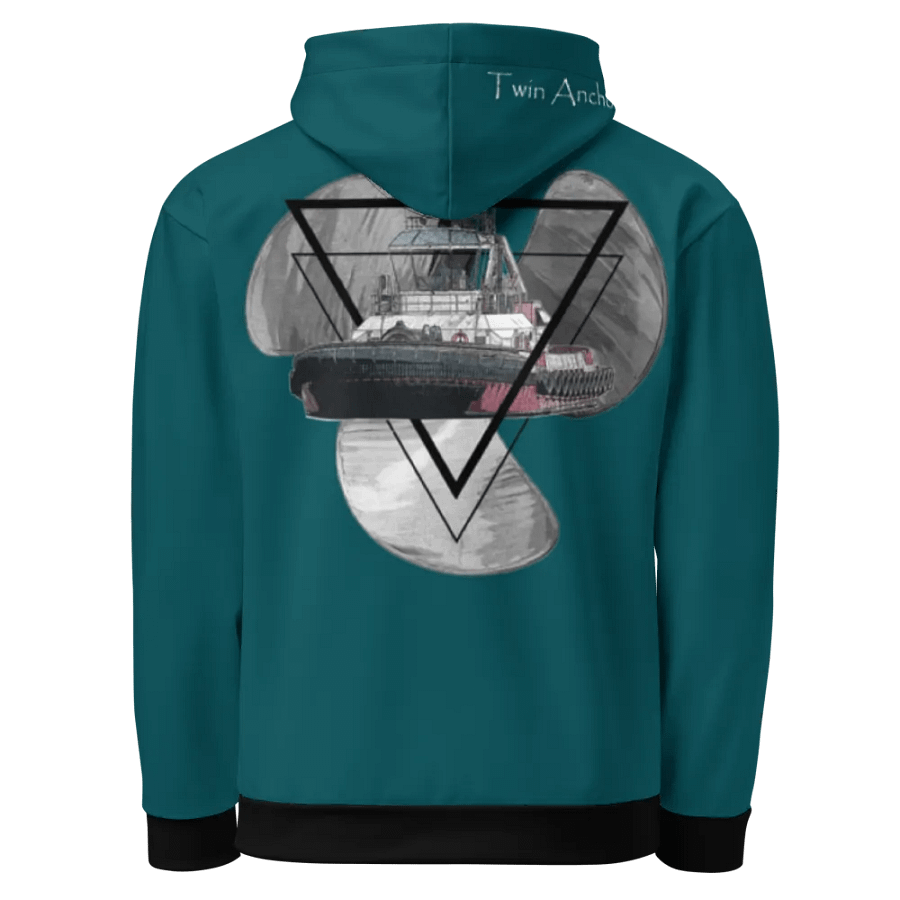 Teal Three blade prop triangle Athena tug Hoodie product image (3)