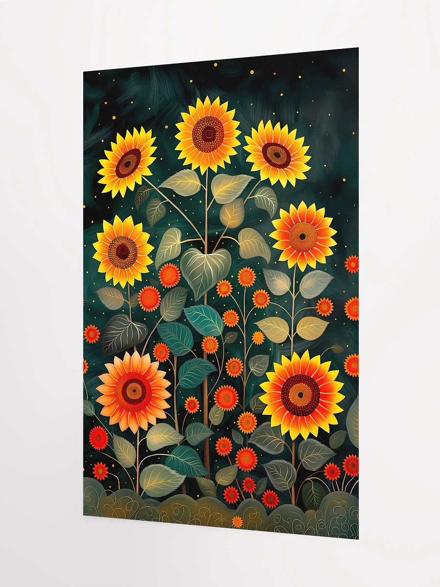 Starry Night Sunflower Field Poster: Vibrant Botanical Art for Warm Home Decor Matte Poster product image (5)