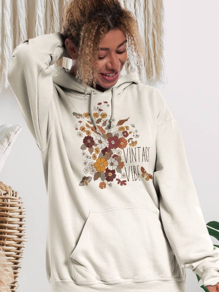 Vintage Vibe Retro Boho Butterfly & Floral Hoodie product image (1)