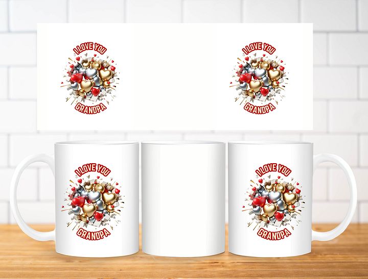 I Love Grandpa Mug Sublimation Design, 11oz & 20oz Mug Template, Mug Wrap Template PNG, Digital Download product image (2)