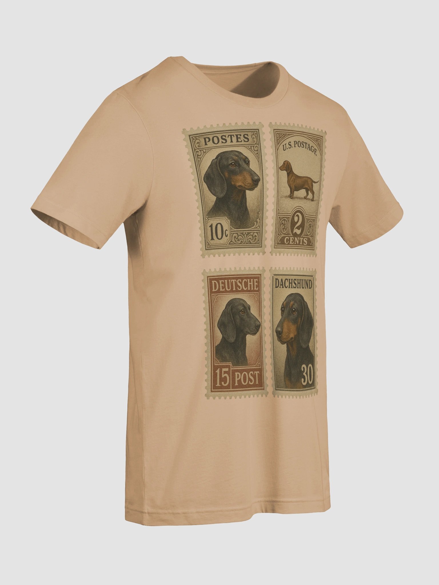 Vintage Dachshund Stamp Collection T-Shirt – Retro Dog Lover's Travel Tee product image (17)