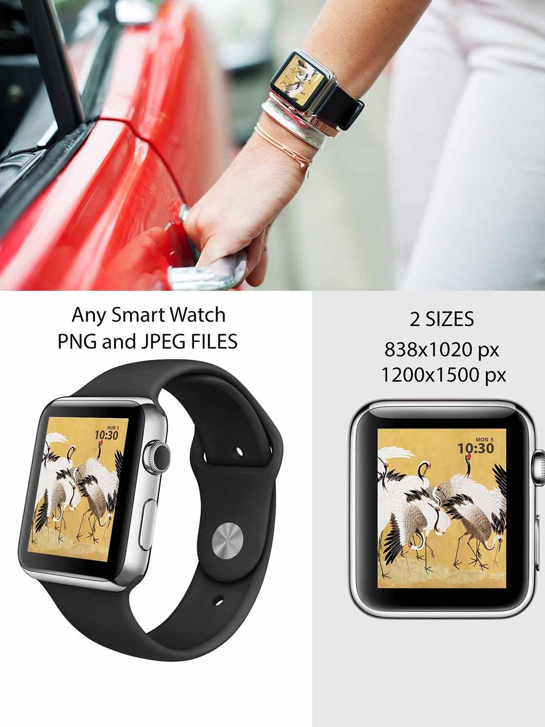 Apple Watch Background Smart Watch Screensaver Vintage Japanese Cranes product image (3)
