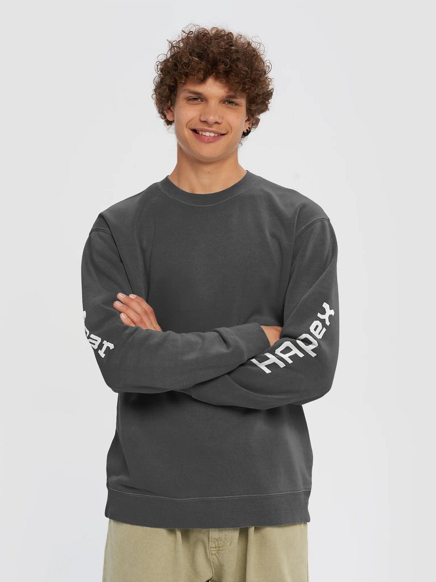 Unisex Midweight Pigment Dyed Sweatshirt - White HApex Gear White Logo product image (34)