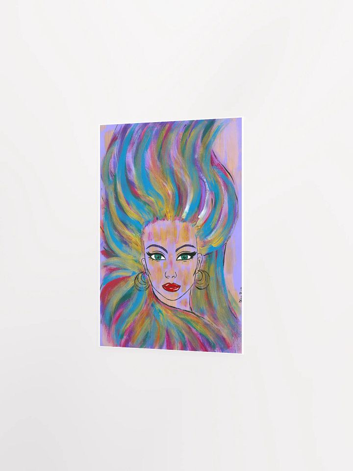 Girl with the colorful hair - (art by Dina R.) - acrylic painting picture - Enhanced Matte Paper Poster (in) product image (9)