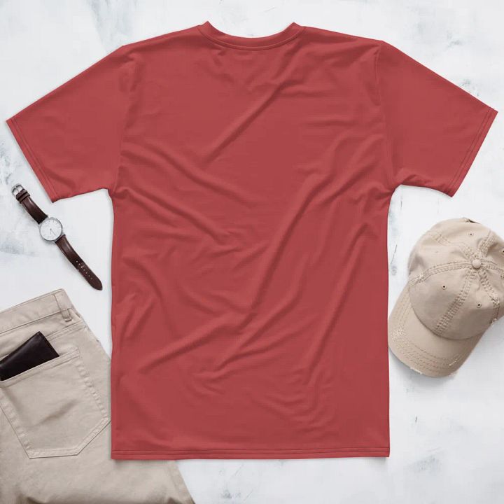 Plain Brick Red Soft Summer Men's Crewneck Polyester Heavyweight Premium T-Shirt by Treasure Pie product image (2)