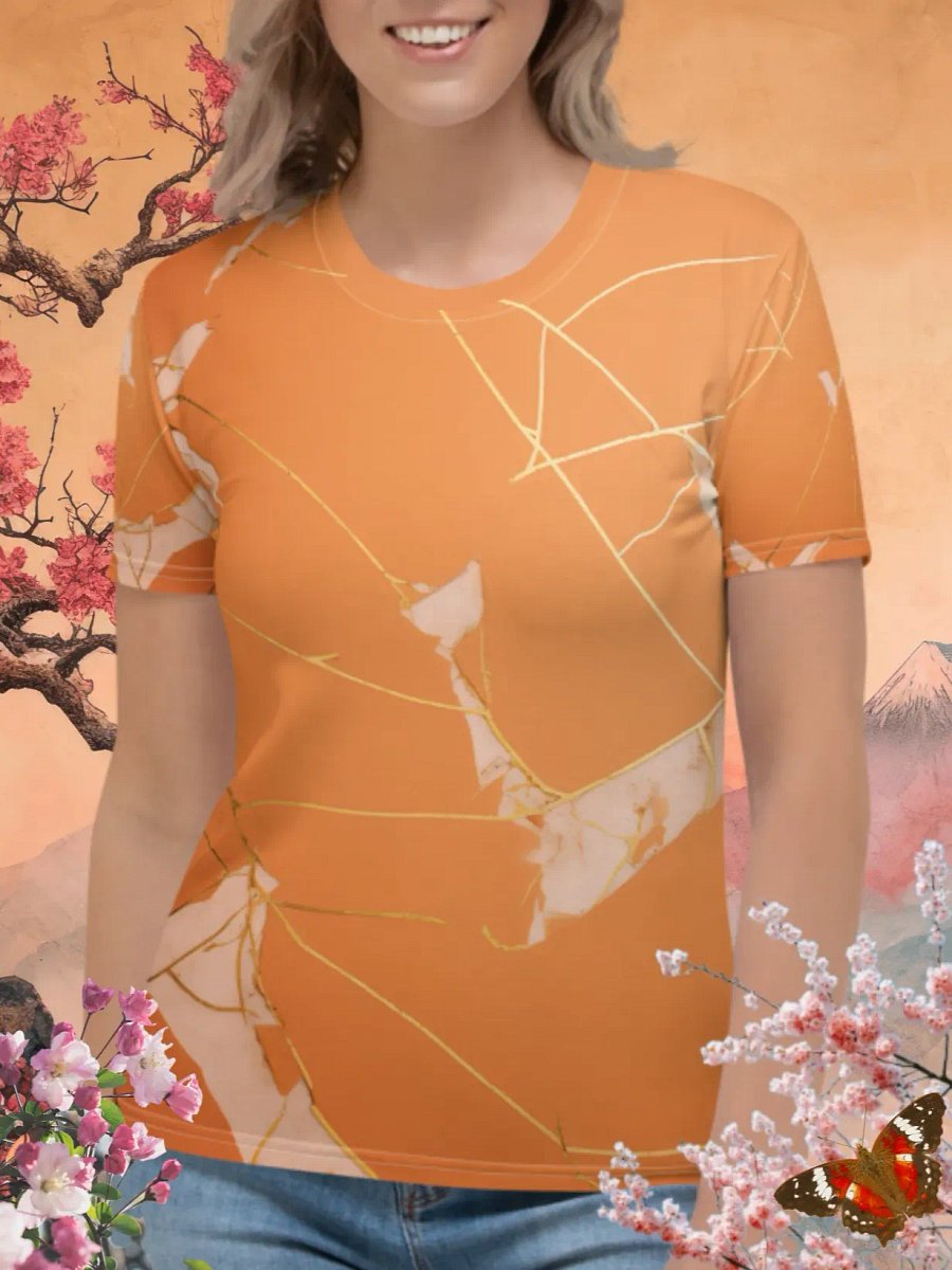 Orange & Gold Kintsugi Print T-Shirt product image (1)