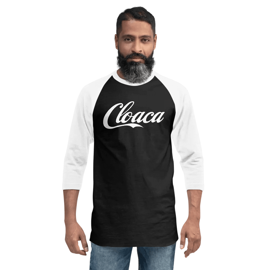 Cloaca Cola raglan (white text) product image (6)