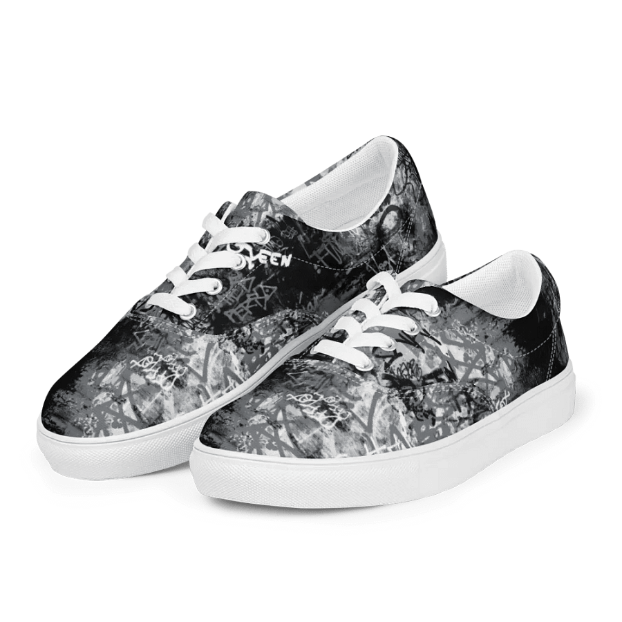 Black and White Graffiti | Women's Lace-Up Canvas Shoes product image (4)