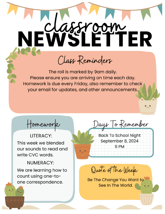 Boho Cactus Succulent Meet The Teacher & Class Newsletter Bundle product image (3)