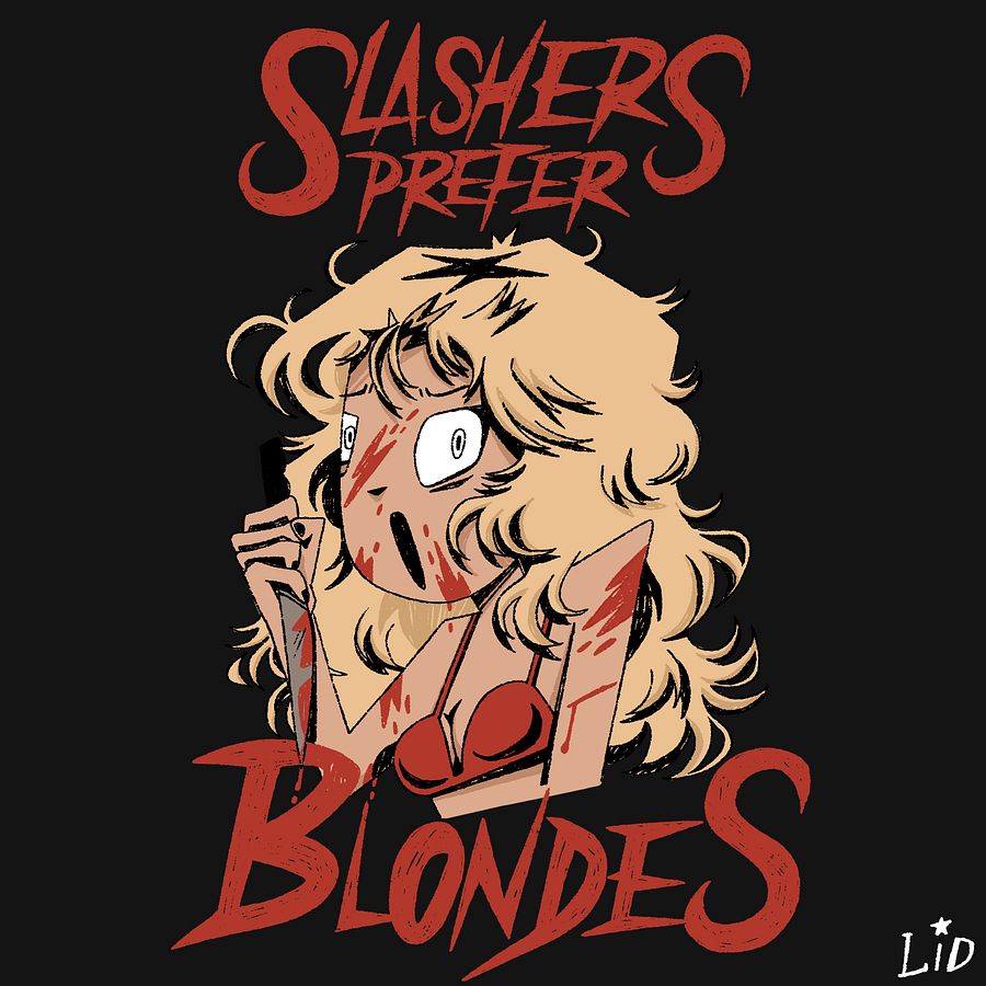 slashers prefer blondes black t-shirt product image (3)