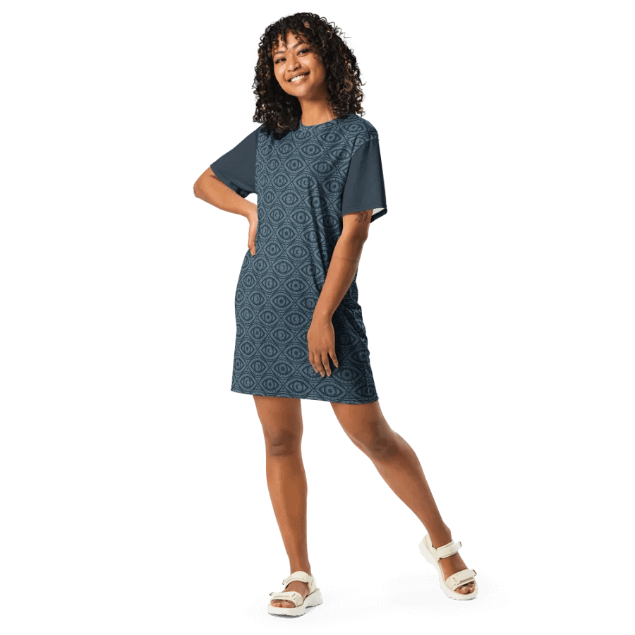 Boho Celestial Eyes Stars & Moons T-Shirt Dress product image (4)