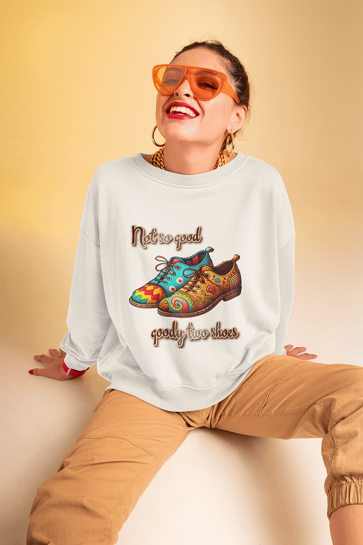 Retro Mismatched Sneakers - 'Not So Good, Goody Two Shoes' Graphic Tee product image (1)