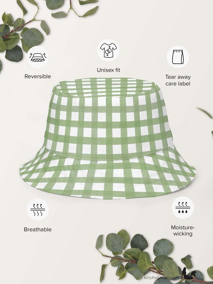 Gingham Reversible Bucket Hat Green and Mauve Checker product image (2)
