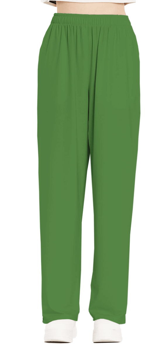 Plain Color Leaf Green Wide-Leg Pants product image (2)