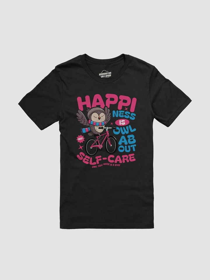 Happiness Is Owl About Self-Care Graphic T-Shirt – Cute Owl Bike Design product image (61)