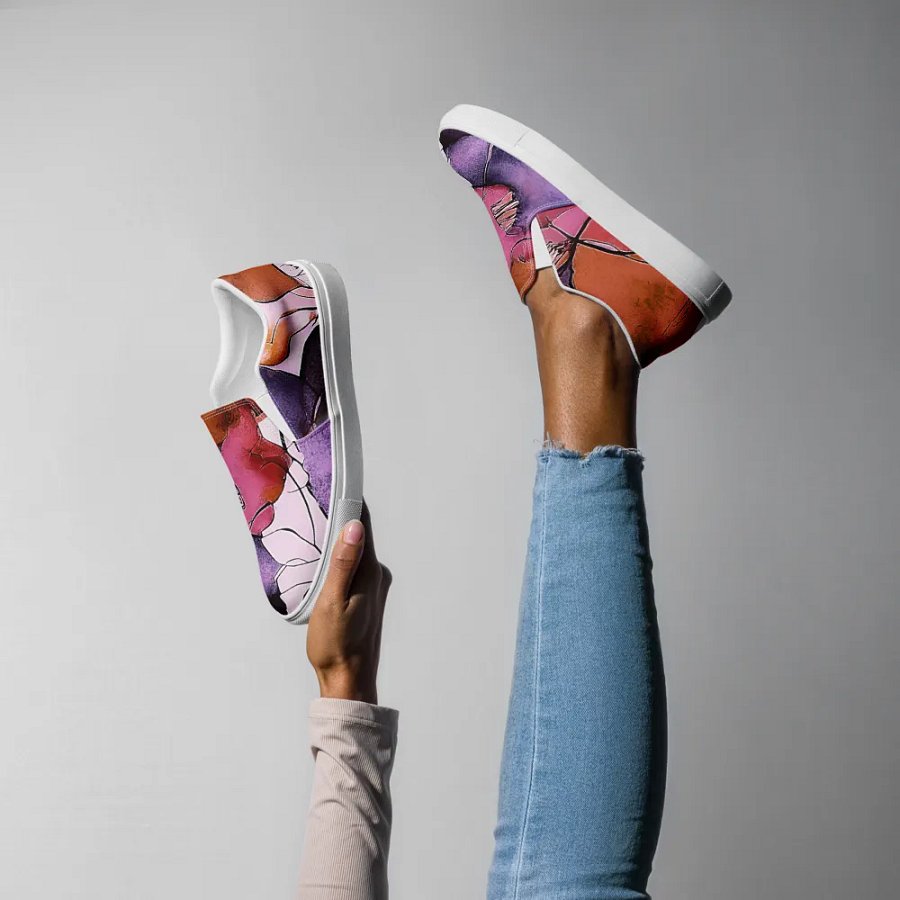 Beach Collection - Mauve-Beach-Yellow Women's Slip-On Canvas Shoes product image (7)