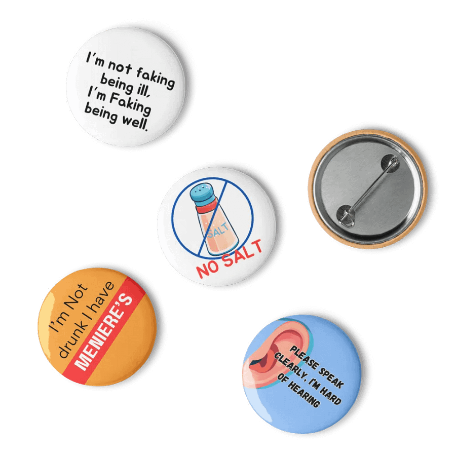 Meniere's set of pin badge buttons product image (6)