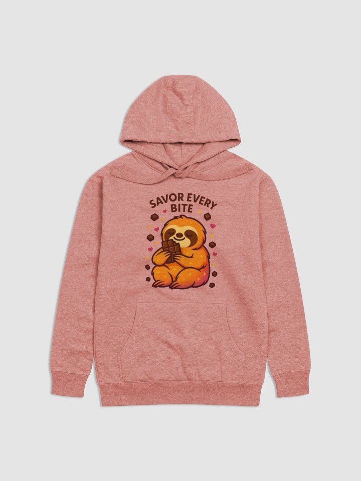 Savor Every Bite – Cute Sloth Chocolate Hoodie | Funny Food-Inspired Loungewear from the Sloths Having Snacks Collection product image (1)