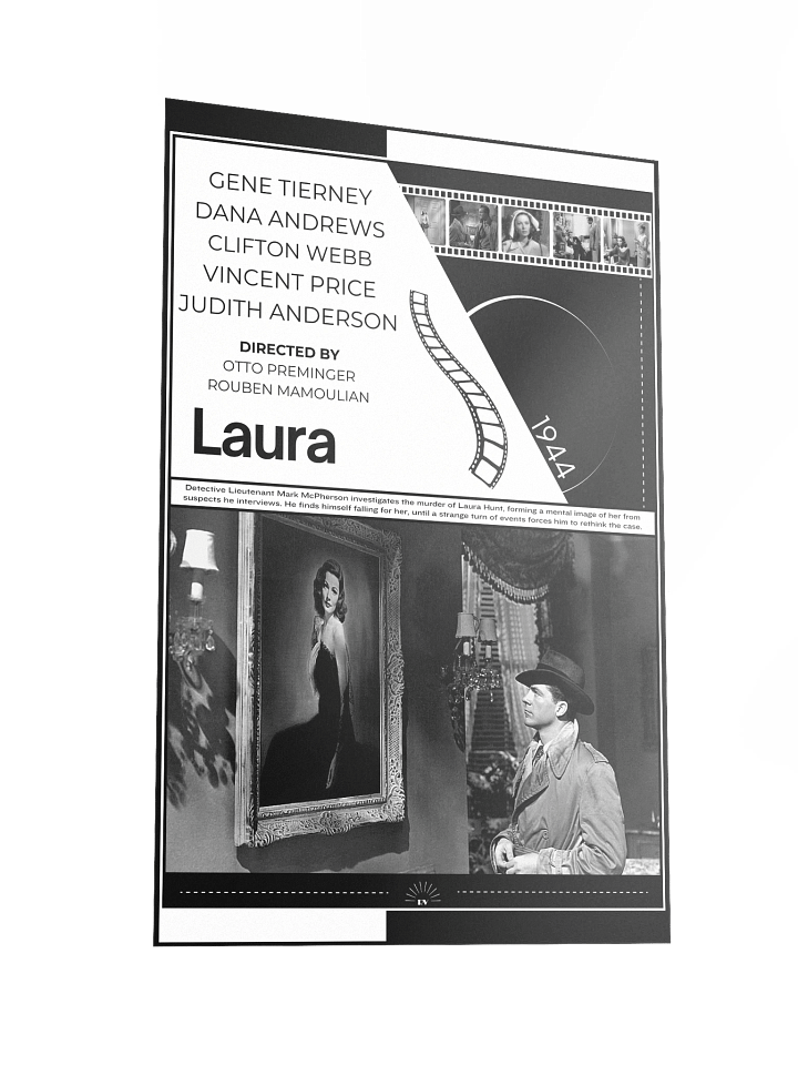 Laura with Gene Tierney and Dana Andrews 1944 | Movie Poster | 12x18 Wall Art product image (2)