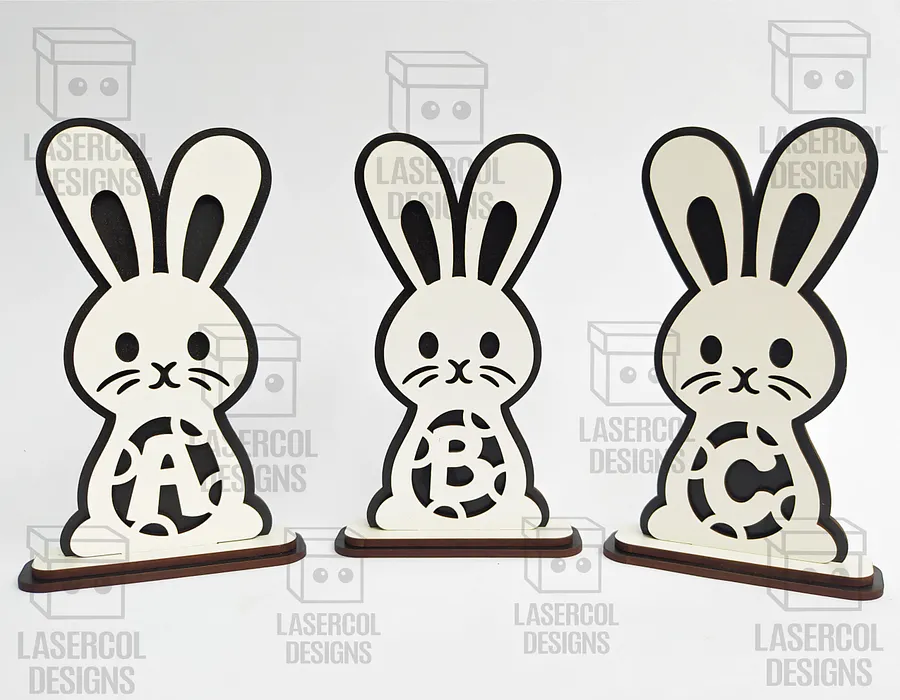 Easter Bunny Monogram Set 1 (3 Sizes) - Laser Cut Files product image (8)