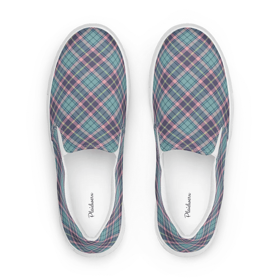 Light Green, Purple, and Pink Plaid Women's Slip-On Shoes product image (1)