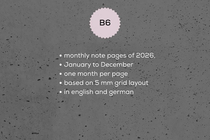 monthly note pages - B6 - 2026 (4.4) product image (2)