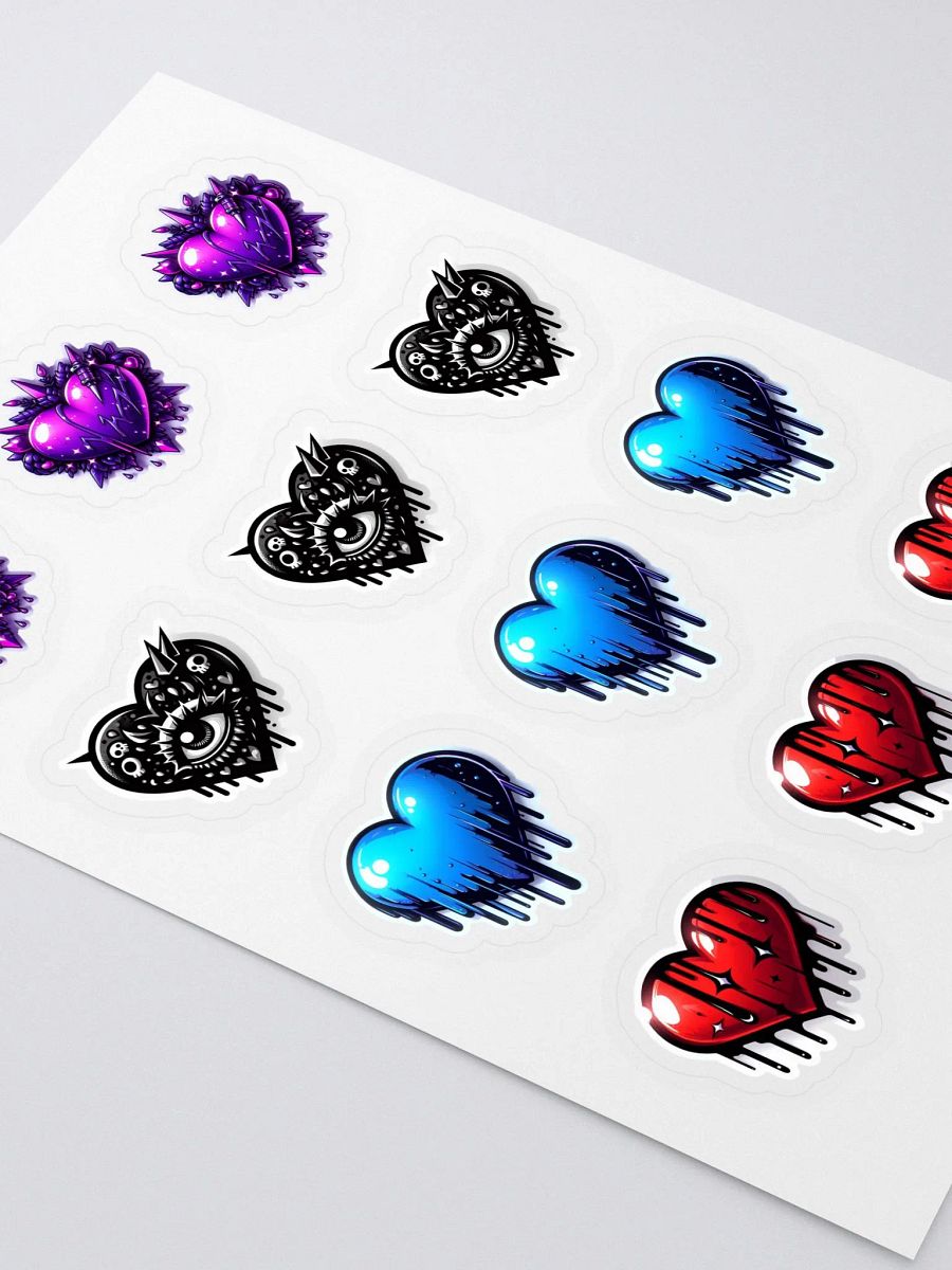 Rebellious Hearts Sticker Sheet 3x Heart Designs product image (2)