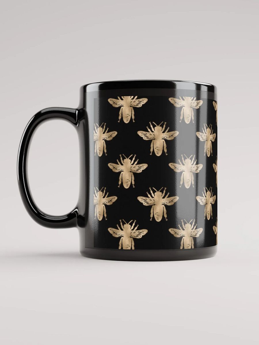 Golden Bees Patterned Black Mug product image (6)