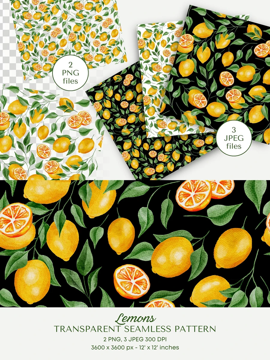 Single Lemon Seamless Pattern No4. Premium Watercolor product image (4)