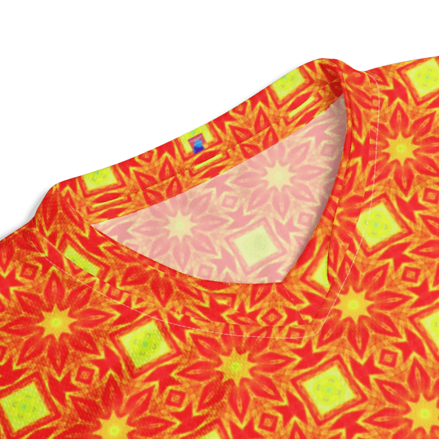 Abstract Orange Repeating Flower Unisex V Neck Sports Jersey product image (10)