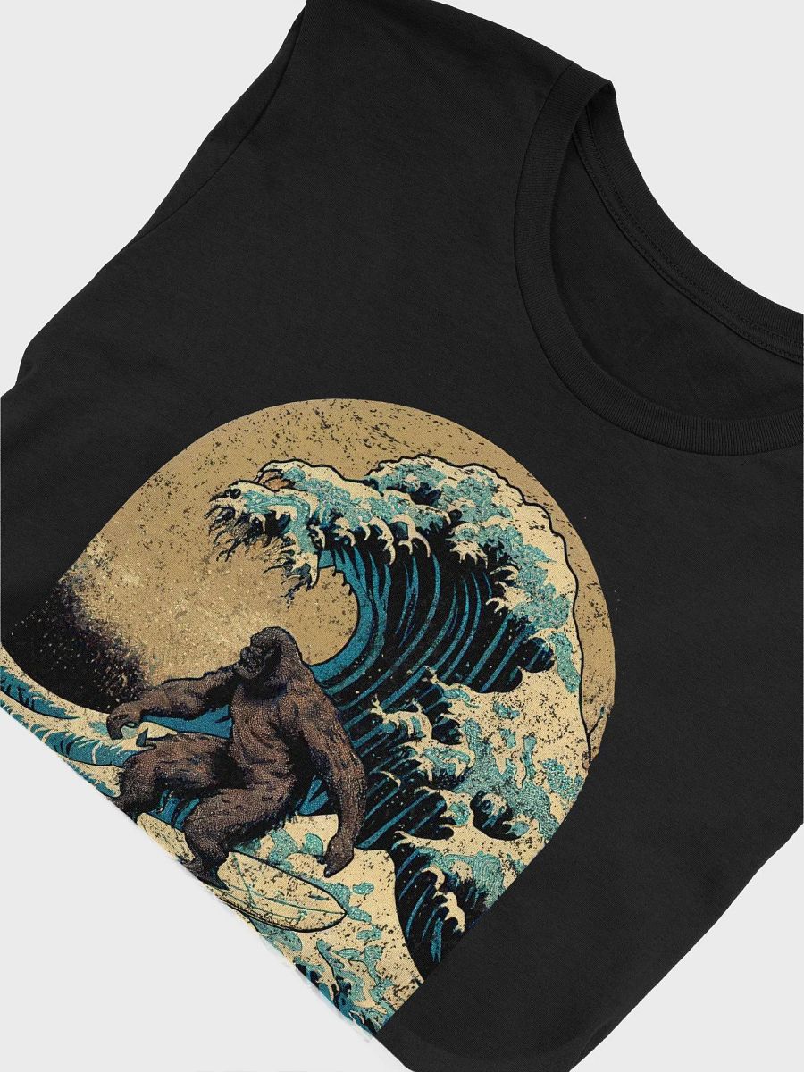 Surfing Bigfoot Distressed Graphic T-Shirt - "Great Wave off Kanagawa" Parody Tee product image (2)