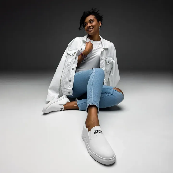 TDS Music: Women's White Slip-On Canvas Shoes product image (2)
