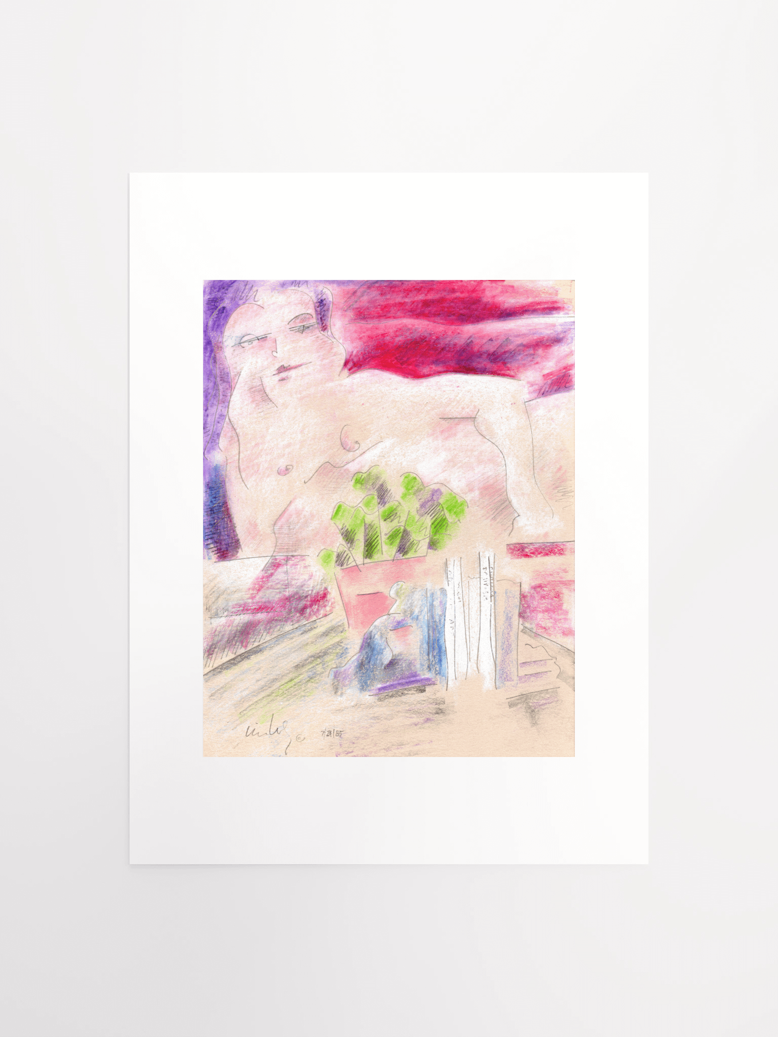 Pink Figure w/Books & Flowers: What Made the Boom 07.24.85 print product image (2)
