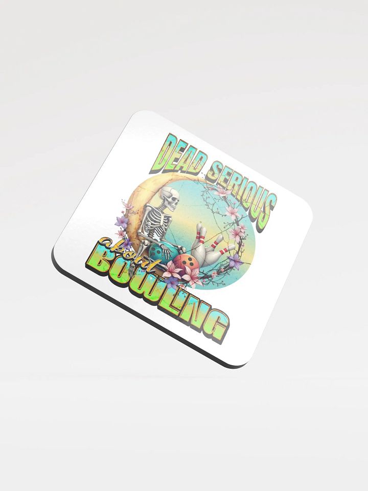 Dead Serious About Bowling Skeleton Glossed Cork Coaster product image (2)
