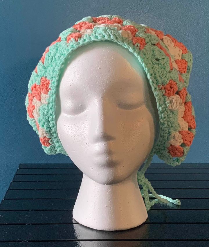 Sea Glass and Rosey Pink Granny Granny Square Bandana product image (2)