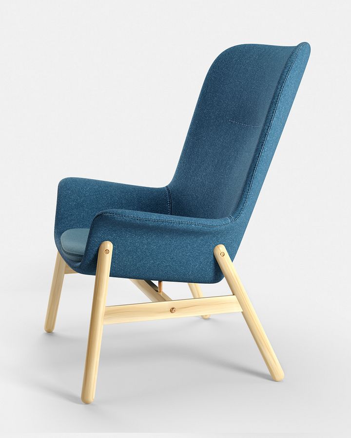 Blue Armchair - 3D Model product image (2)