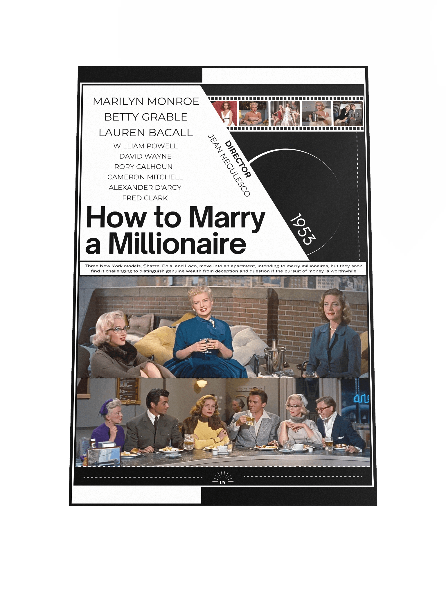 How to Marry a Millionaire with Marilyn Monroe, Lauren Bacall and Betty Grable 1953 | Movie Poster | 12x18 Wall Art product image (1)