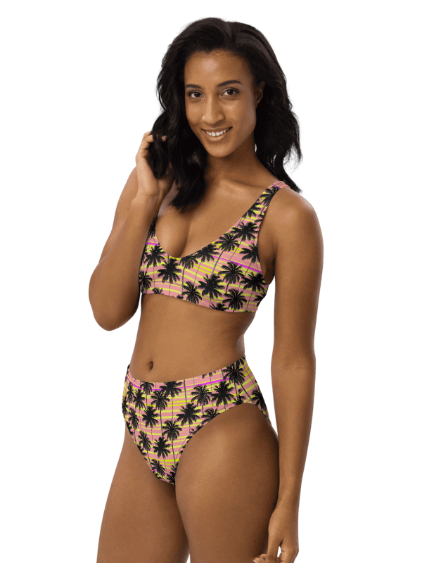 Starry Palms Yellow Pink High-Waisted Bikini product image (5)