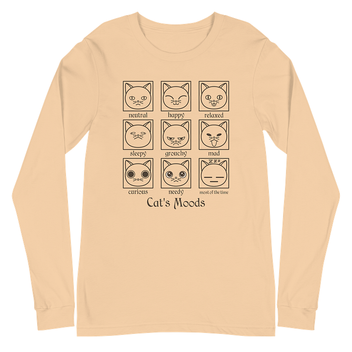 Cat's Moods Unisex Long Sleeve Tee, Black Print product image (2)